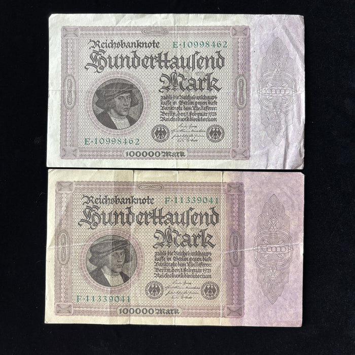 Antique Banknote 1923 German 100000 Mark Reichsbanknote Weimar Republic Lot