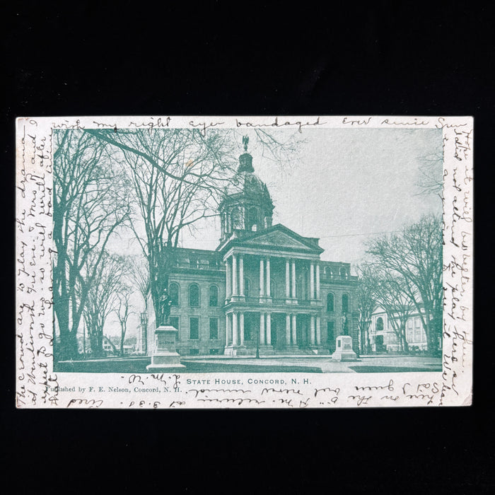 Antique Postcard 1908 Wentworth Eye Drama Social History State House Concord NH