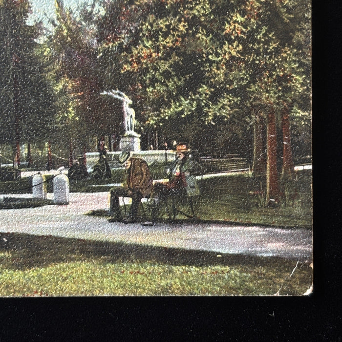 Antique Postcard 1908 Soldiers Monument Portland Oregon Bench People Hillsboro