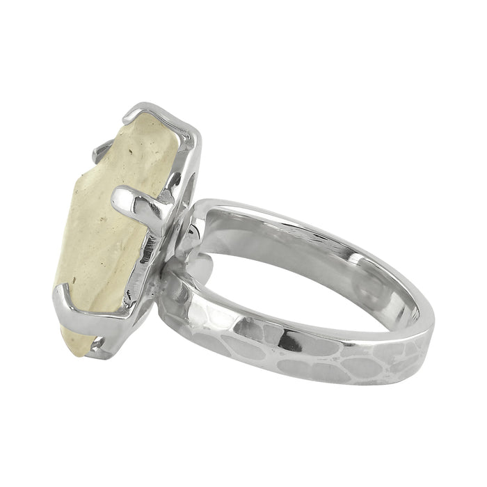 Libyan Desert Glass Ring Adjustable Starborn Yellow Tektite Sterling Silver