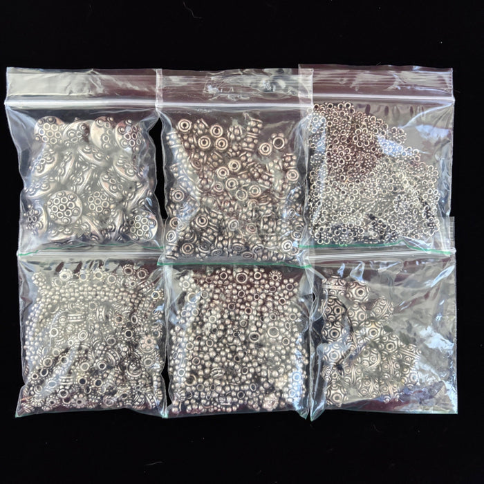 Bulk Tibetan Silver Spacer Beads 1.3-Pound Mixed Lot Jewelry Making Findings