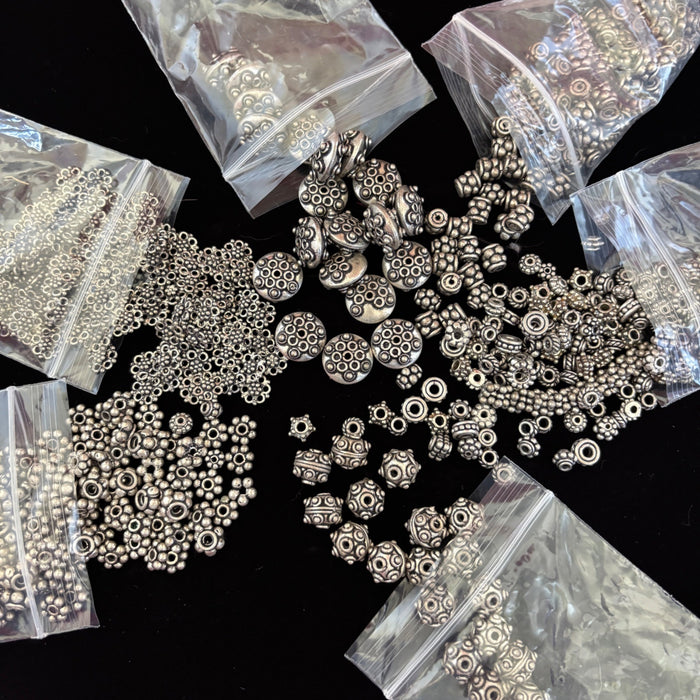 Bulk Tibetan Silver Spacer Beads 1.3-Pound Mixed Lot Jewelry Making Findings