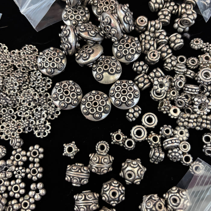 Bulk Tibetan Silver Spacer Beads 1.3-Pound Mixed Lot Jewelry Making Findings