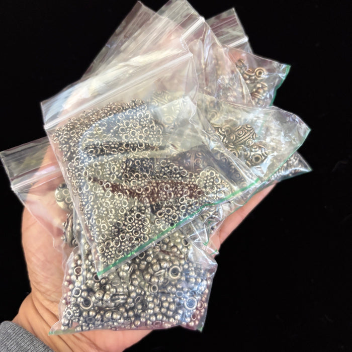 Bulk Tibetan Silver Spacer Beads 1.3-Pound Mixed Lot Jewelry Making Findings