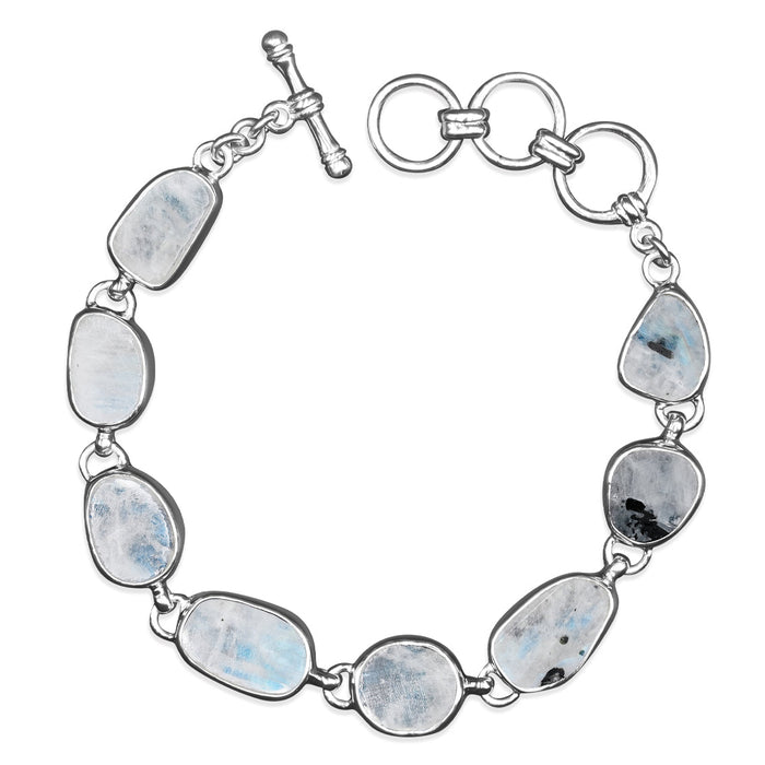 Rainbow Moonstone Bracelet Gemstone Sterling Silver Clasp