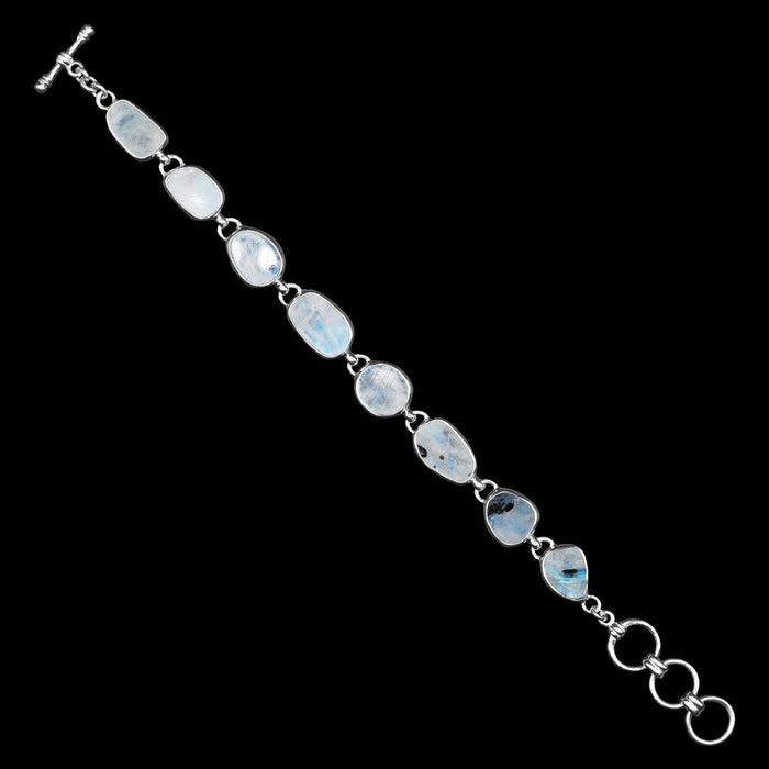 Rainbow Moonstone Bracelet Gemstone Sterling Silver Clasp