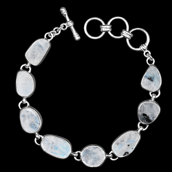 Rainbow Moonstone Bracelet Gemstone Sterling Silver Clasp