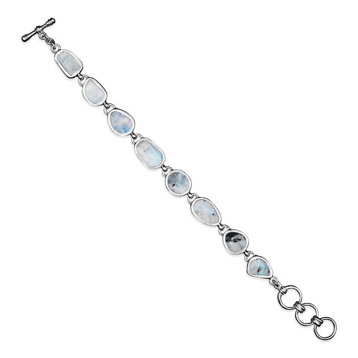 Rainbow Moonstone Bracelet Gemstone Sterling Silver Clasp