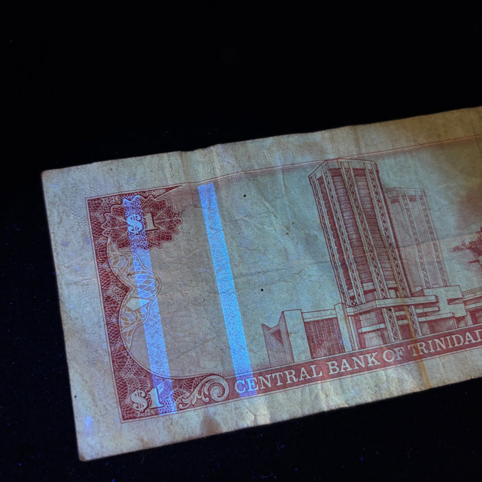 Vintage Banknote Trinidad Tobago National Bird Paradise Watermark Caribbean Red