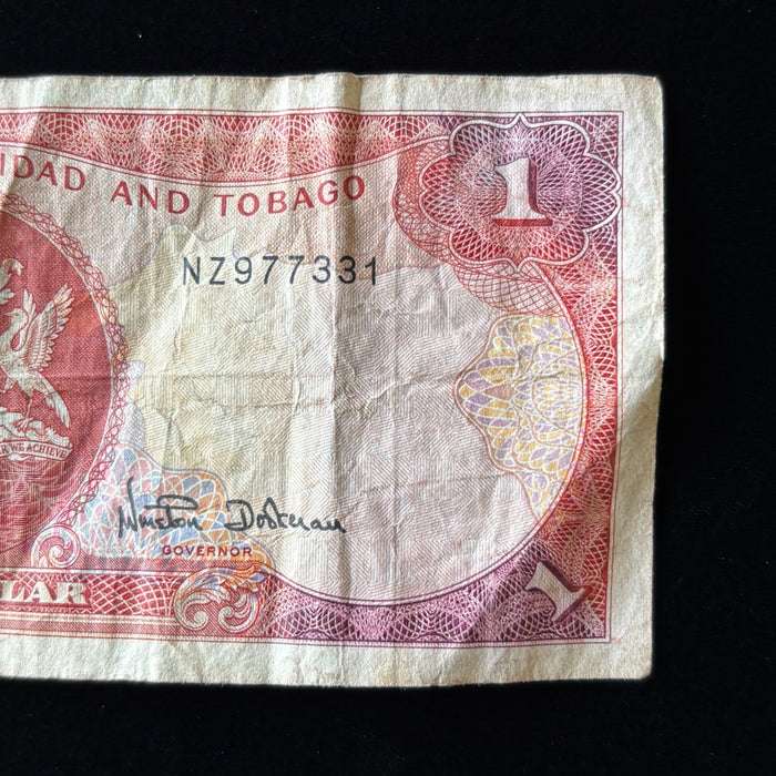 Vintage Banknote Trinidad Tobago National Bird Paradise Watermark Caribbean Red