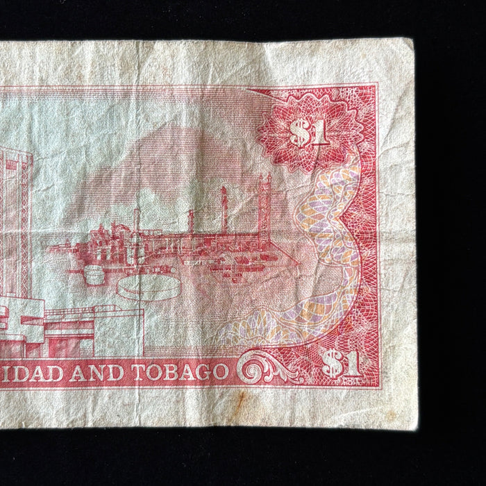 Vintage Banknote Trinidad Tobago National Bird Paradise Watermark Caribbean Red
