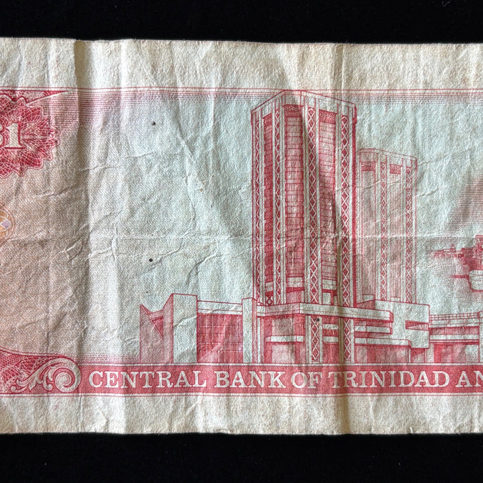 Vintage Banknote Trinidad Tobago National Bird Paradise Watermark Caribbean Red