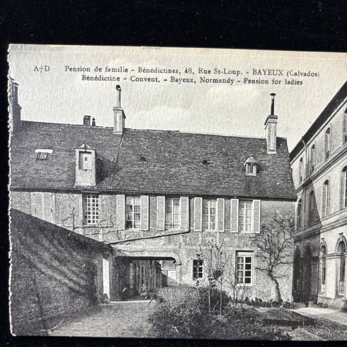 Vintage Postcard 1900s Pension for Ladies Bayeux France Benedictine Convent