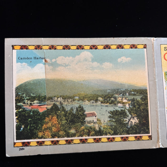 Antique Postcard 1923 Folding Souvenir Camden Maine Accordion Social History