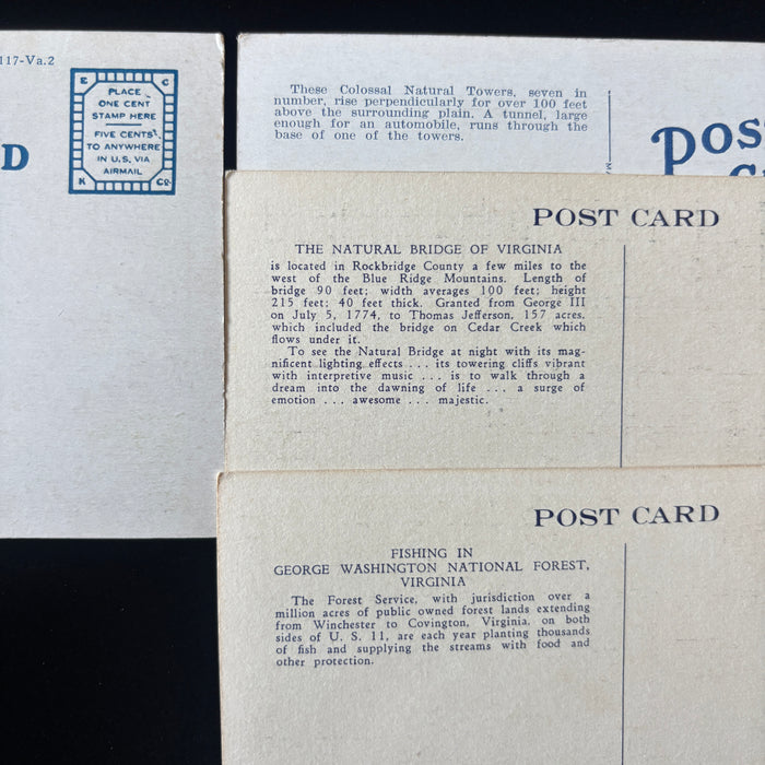Vintage Postcard Lot Fishing VA Natural Bridge Chimneys Falls Springs Horses
