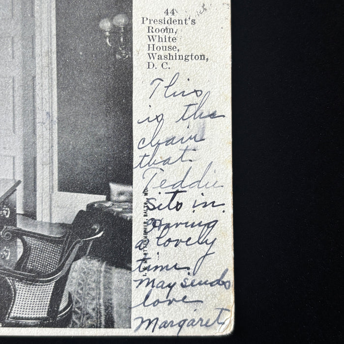 Antique Postcard 1907 White House President Room Teddie Roosevelt Chair History