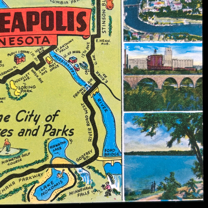 Vintage Postcard Lot Minneapolis Minnesota Pictorial Map St Paul Capitol Hammon
