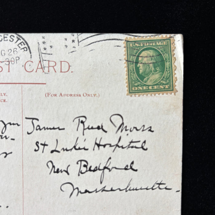 Antique Postcard 1919 Hospital Greeting Gloucester MA Van Hier Moonlight Tuck Oilette