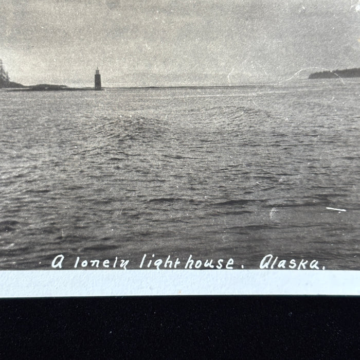 Antique Postcard Thwaites RPPC Lonely Eldred Rock Lighthouse Alaska Territory