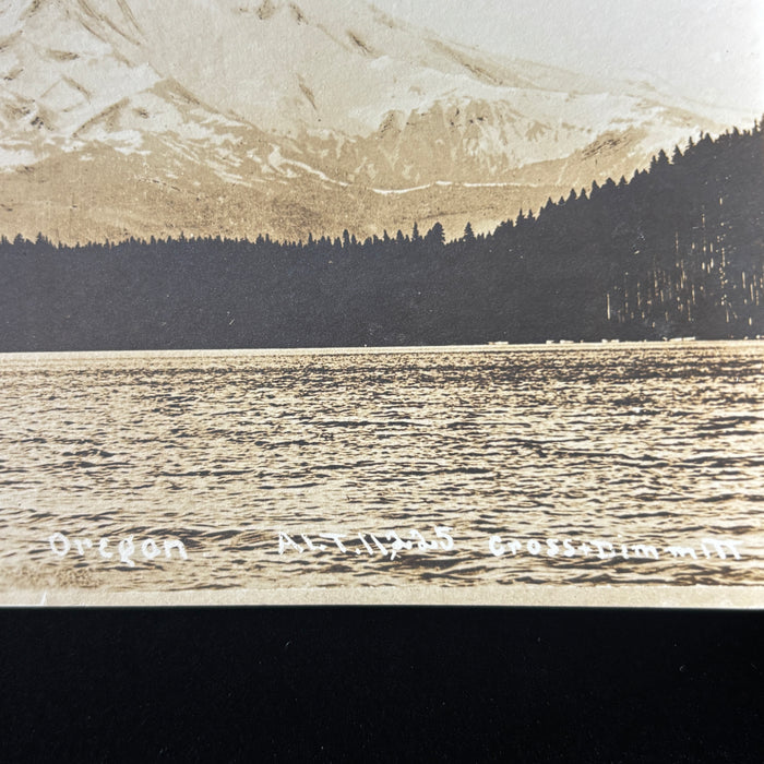Vintage Postcard RPPC Mt Hood Oregon Lost Lake Snow Mountain Cross + Dimmitt