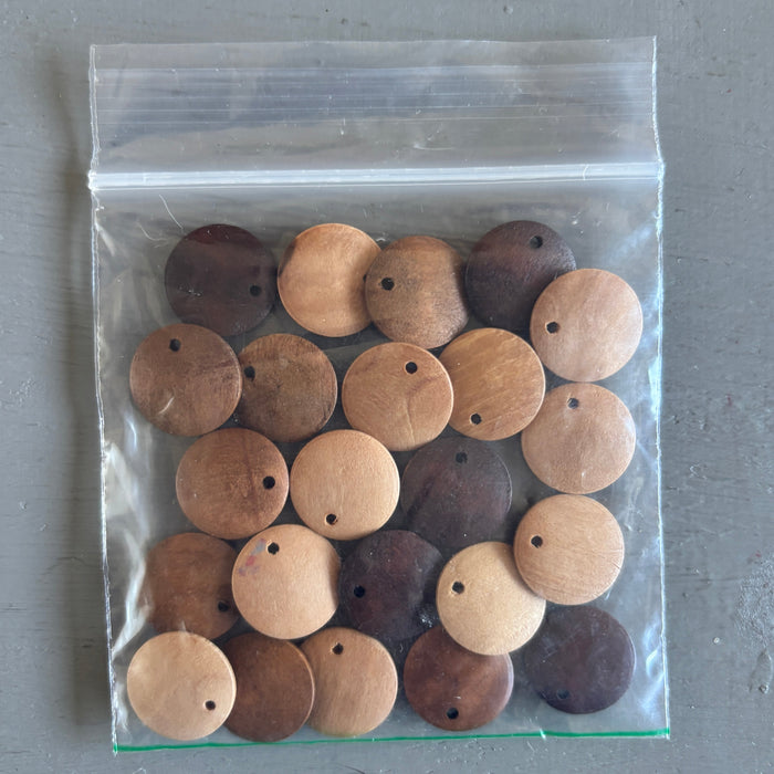 Wood Bead Bundle: Round Focal Pendant Jewelry Charms 14mm