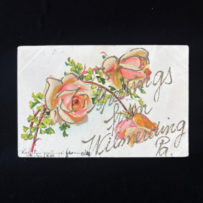 Antique Postcard 1910s Glitter Valentines Wilmerding Cornplanter Pennsylvania