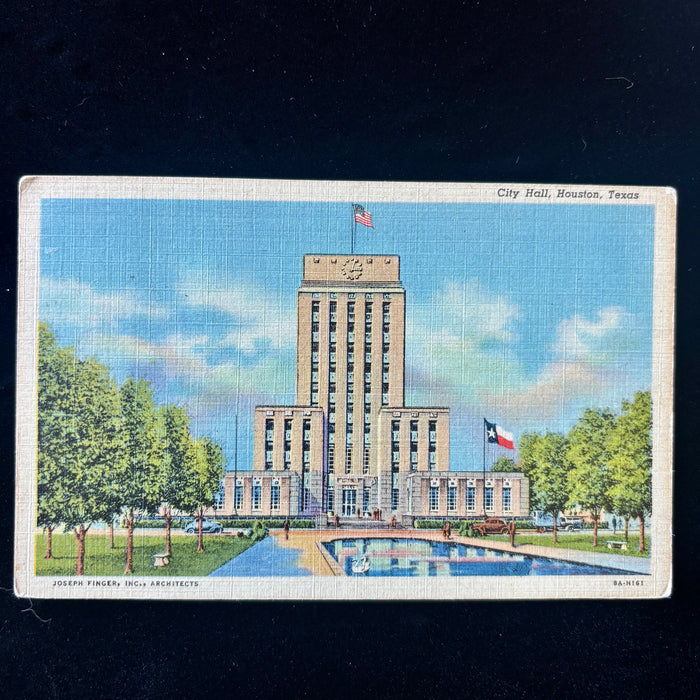 Vintage Postcard 1946 Nice Nurse Swan Car Houston City Hall Texas Lone Star Flag