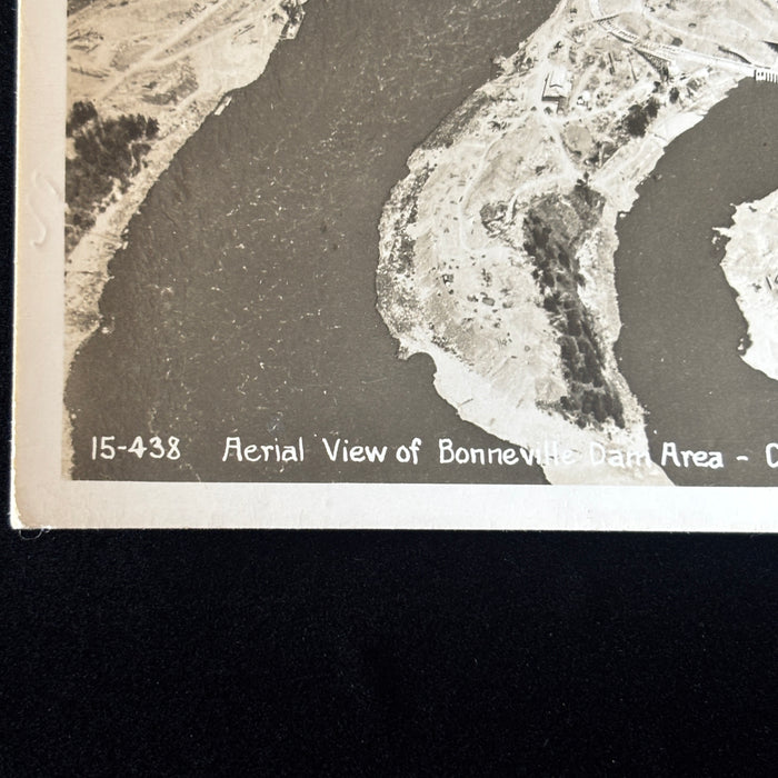 Vintage Postcard RPPC Aerial View Bonneville Dam Oregon Columbia River Highway