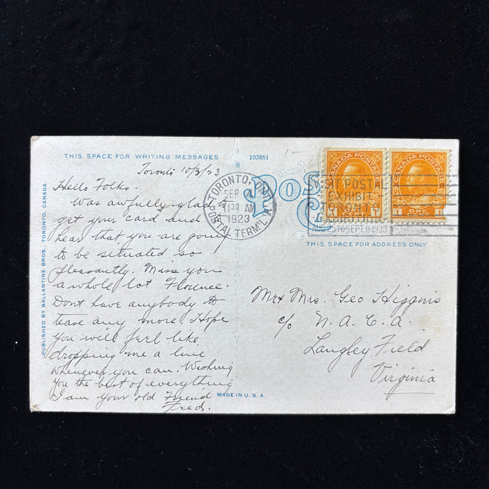 Antique Postcard 1923 Toronto Canada Old Mill Bridge Humber River Exhibition Cancel