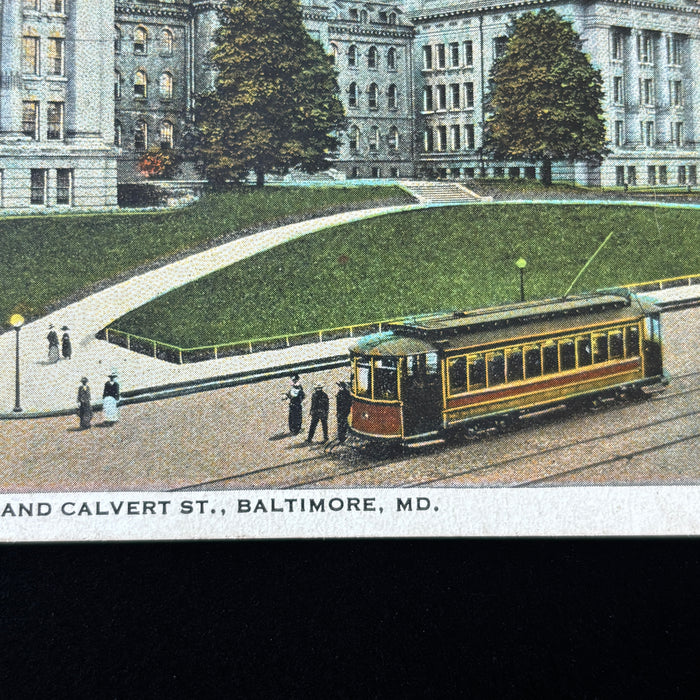 Antique Postcard 1923 RPO Baltimore MD Polytechnic Institute Trolley Cars Social