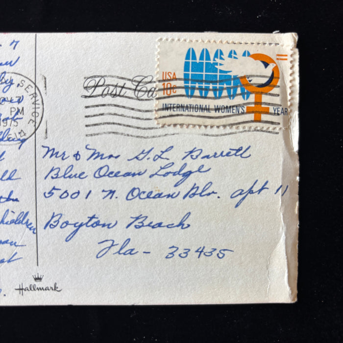 Vintage Postcard 1975 US Flag Social History Bob Hope Elks Club Intl Women Year