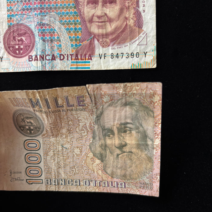 Vintage Banknote Set Italy 1000 Lire Marco Polo Montessori 500 Aretusa Lot 3pc