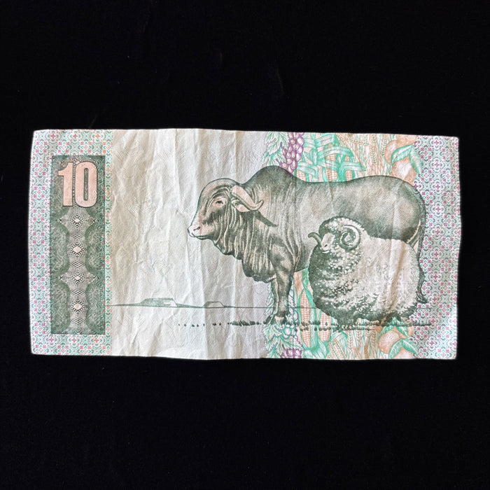 Banknote Vintage South Africa 10 Rand Bull Sheep Watermark UV Verified