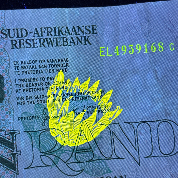 Banknote Vintage South Africa 10 Rand Bull Sheep Watermark UV Verified