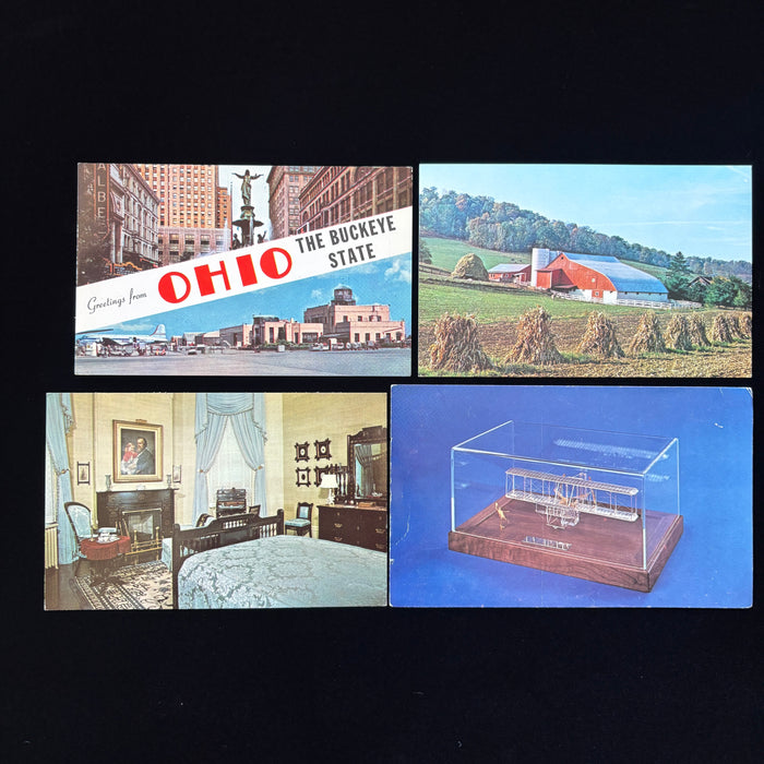 Vintage Postcard Lot Aviation Wright Flyer Hayes President Ohio History Set of 4