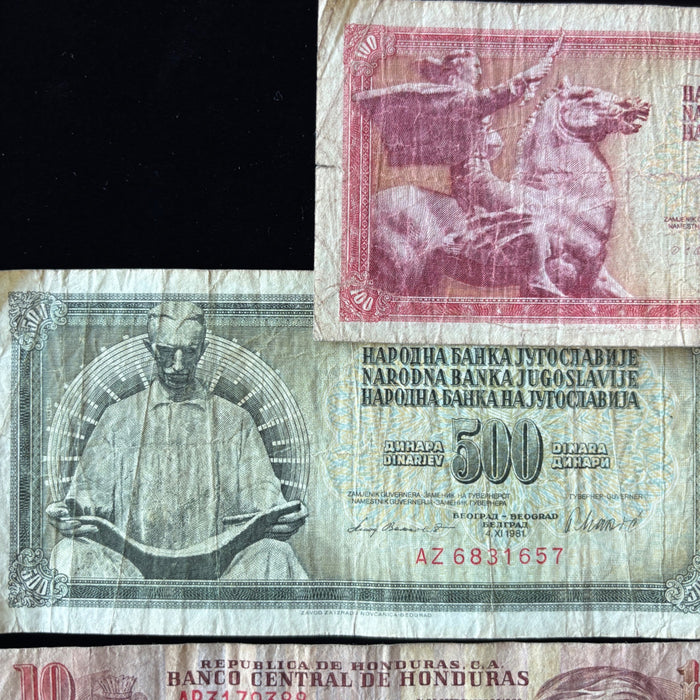 Vintage Banknote Lot of 5 World History Turkey Yugoslavia Honduras 1970-80s Set
