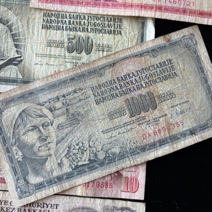 Vintage Banknote Lot of 5 World History Turkey Yugoslavia Honduras 1970-80s Set
