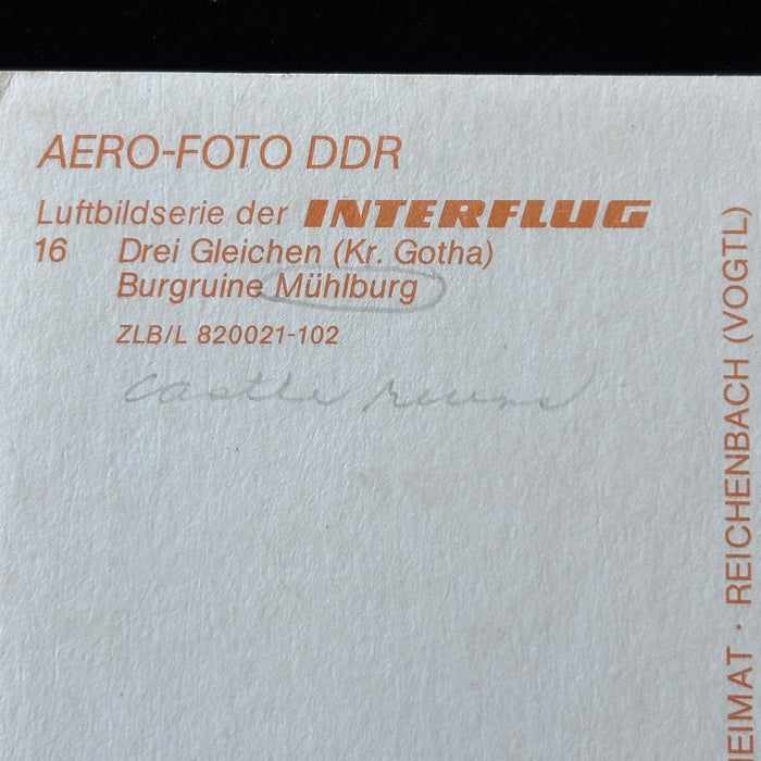 Vintage Postcard East German Aerial View Muhlburg Castle Interflug Aero-Foto DDR