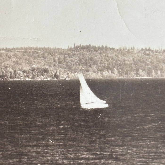 Vintage Postcard 1944 RPPC Swimming Children Lake Washington Seattle Sailboat