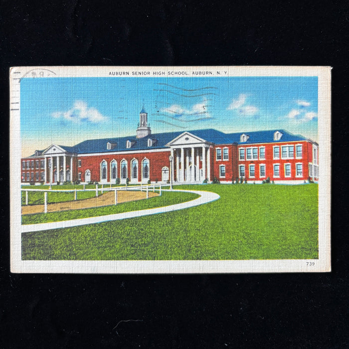 Vintage Postcard 1951 Auburn High School New York Auburn NY Mentor OH Good Eats
