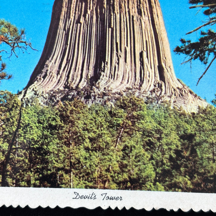 Vintage Postcard 1974 Devils Tower Wyoming Cody Travel Gold Mine Frontier Town