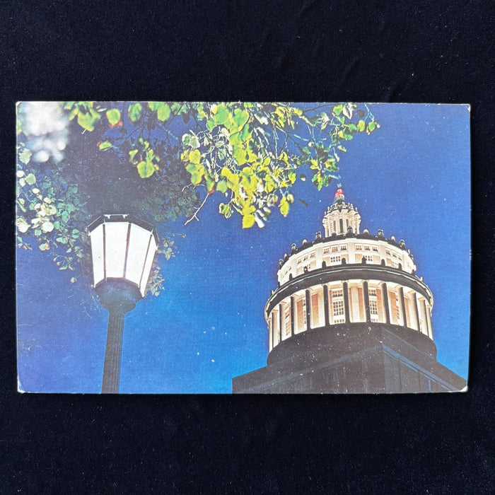 Vintage Postcard 1965 Night View University of Rochester Rush Rhees Library Greek Revival