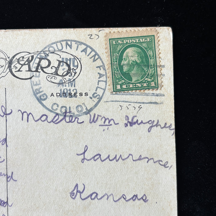 Antique Postcard 1912 Donkey The Narrows Williams Canon CO Green Mountain Falls