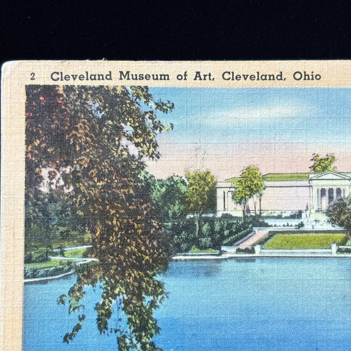 Vintage Postcard 1944 Funny Bridge Train Social History Cleveland Ohio Museum