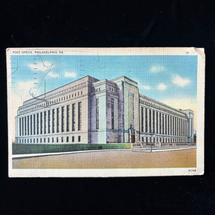 Vintage Postcard 1941 Philadelphia Post Office Defense Bonds Autogiro Roof