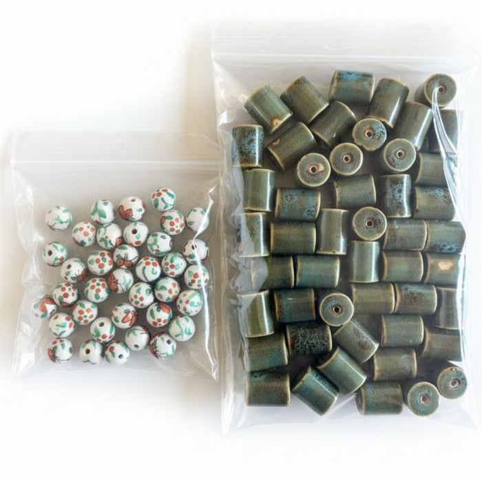 Ceramic Bead Bundle: Butterfly Blue Raku Jewelry Making