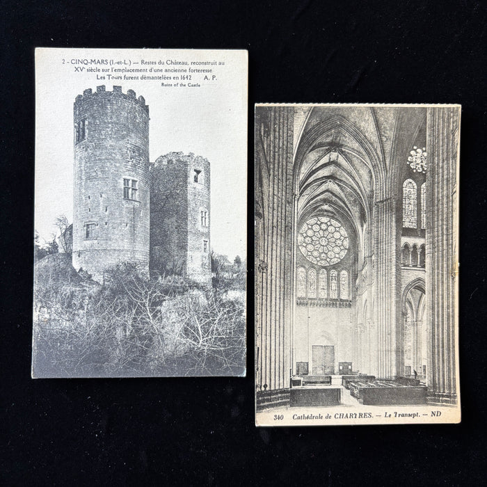 Vintage Postcards 1900s French Architecture Chateau Cinq-Mars Chartres Cathedral