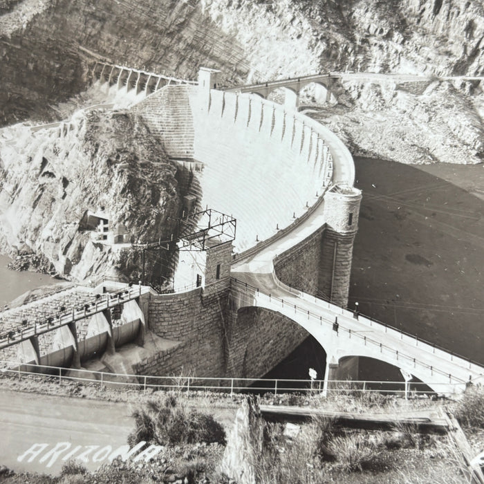 Vintage Postcard RPPC Roosevelt Dam Engineer Industrial History Arizona Desert