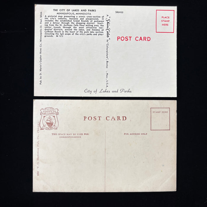 Vintage Postcard Lot Minneapolis Minnesota Pictorial Map St Paul Capitol Hammon