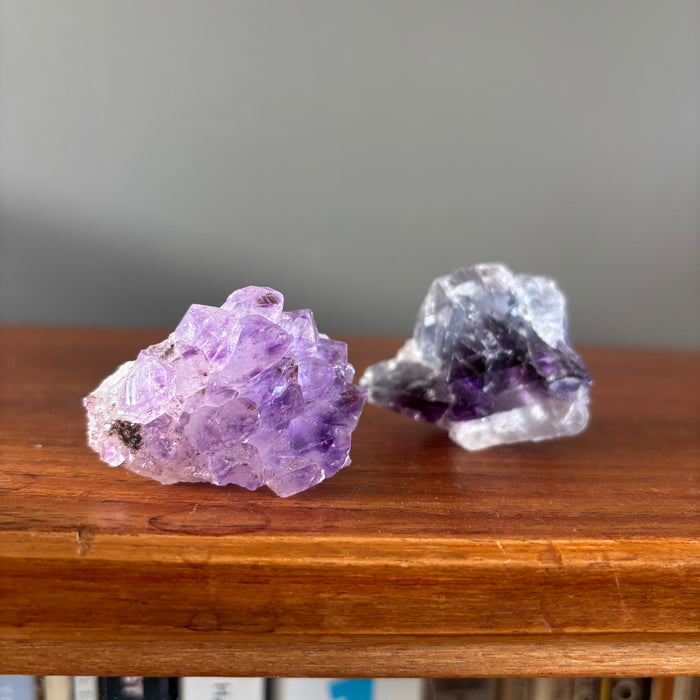Crown Chakra Cluster Pair Purple Amethyst & Fluorite Crystals